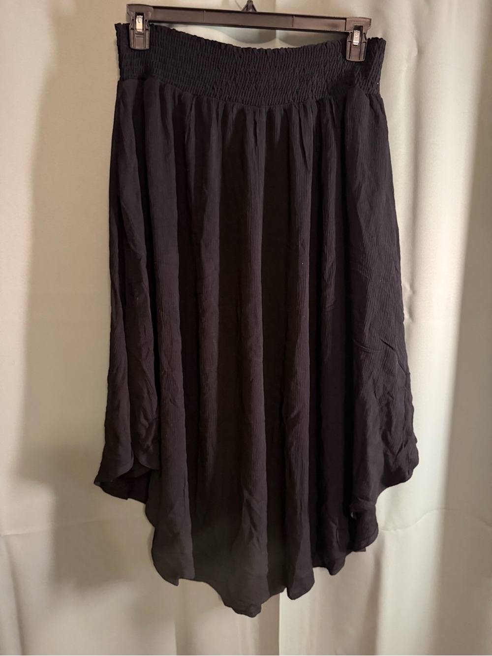 Zenana Black Asymmetric Handkerchief Hem Skirt